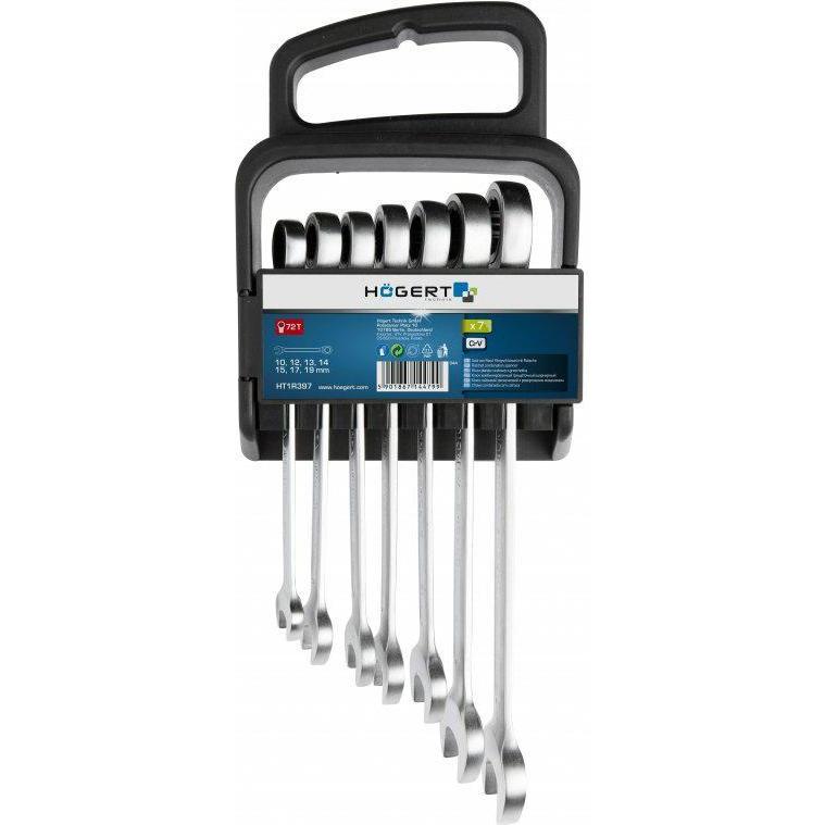 Högert, Schraubenschlüssel, Maul-Ringratschenschlüssel Set 7 Stck., 10-19 mm (11 mm, 10 mm, 16 mm, 13 mm, 14 mm, 15 mm,...