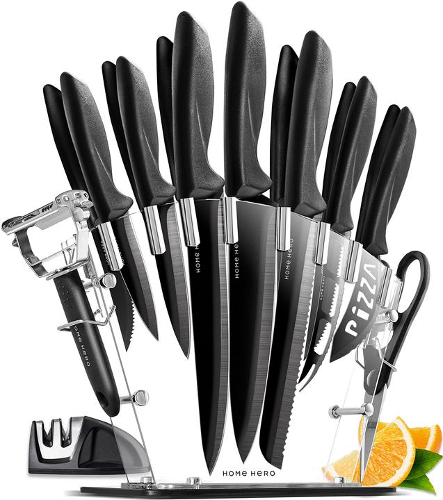 Actual product image Home Hero 17-piece Knife Set with Knife Block Acrylic Black