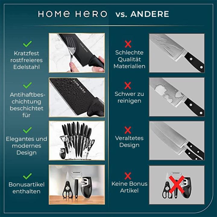 Actual product image Home Hero 17-piece Knife Set with Knife Block Acrylic Black