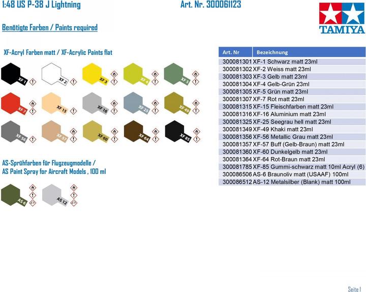 Produktbild Tamiya 1/48 Lockheed P38 J Lightning