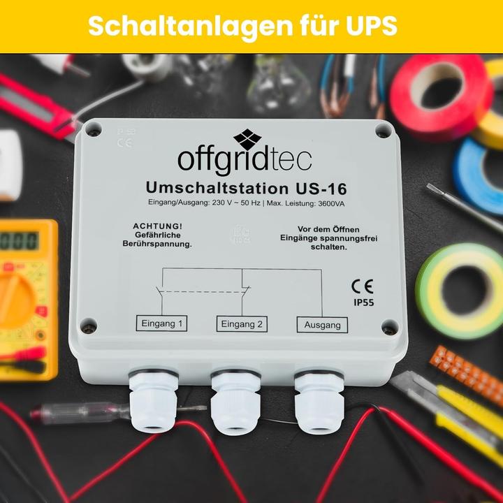 Actual product image Offgridtec Changeover station for mains priority circuit US-16