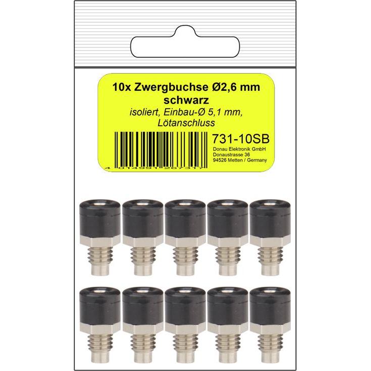 Donau 10 ZWERGBUCHSE 2,6mm schwarz, Elektronikkabel + Stecker, Schwarz
