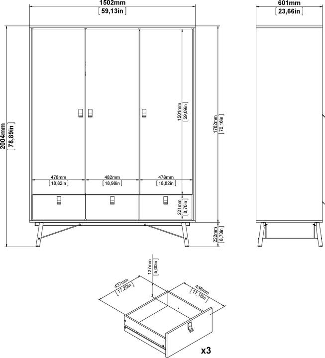 Produktbild Tvilum Kleiderschrank Rye (150.20 x 60.10 x 200.40 cm)
