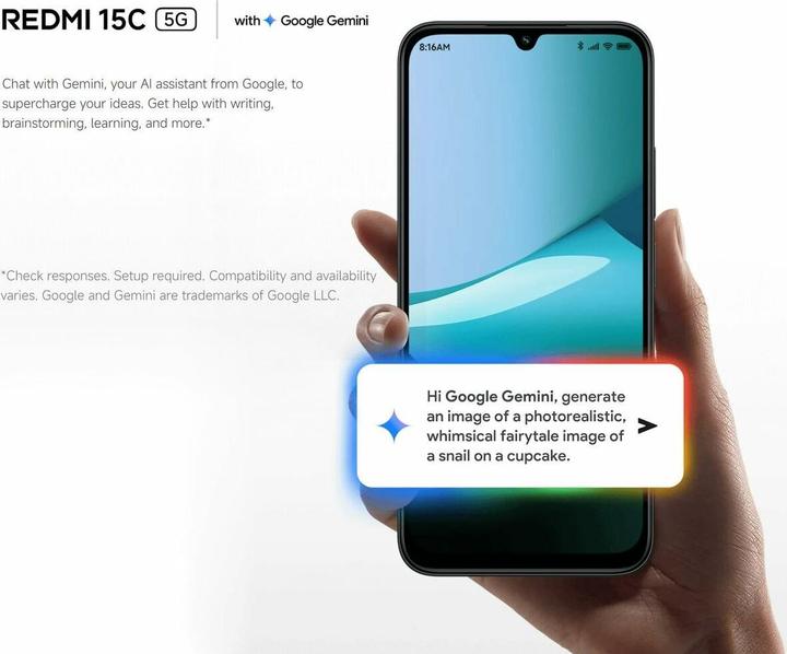 Actual product image Xiaomi Redmi 15C 5G (256 GB, Mint green, 6.90", Dual SIM, 5G)