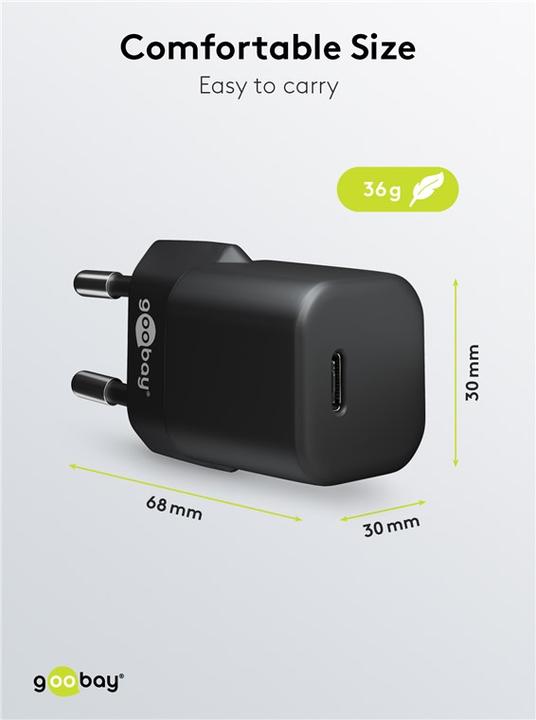 Immagine prodotto Goobay Caricabatterie Rapido USB-C Nano con tecnologia GaN (30 W)