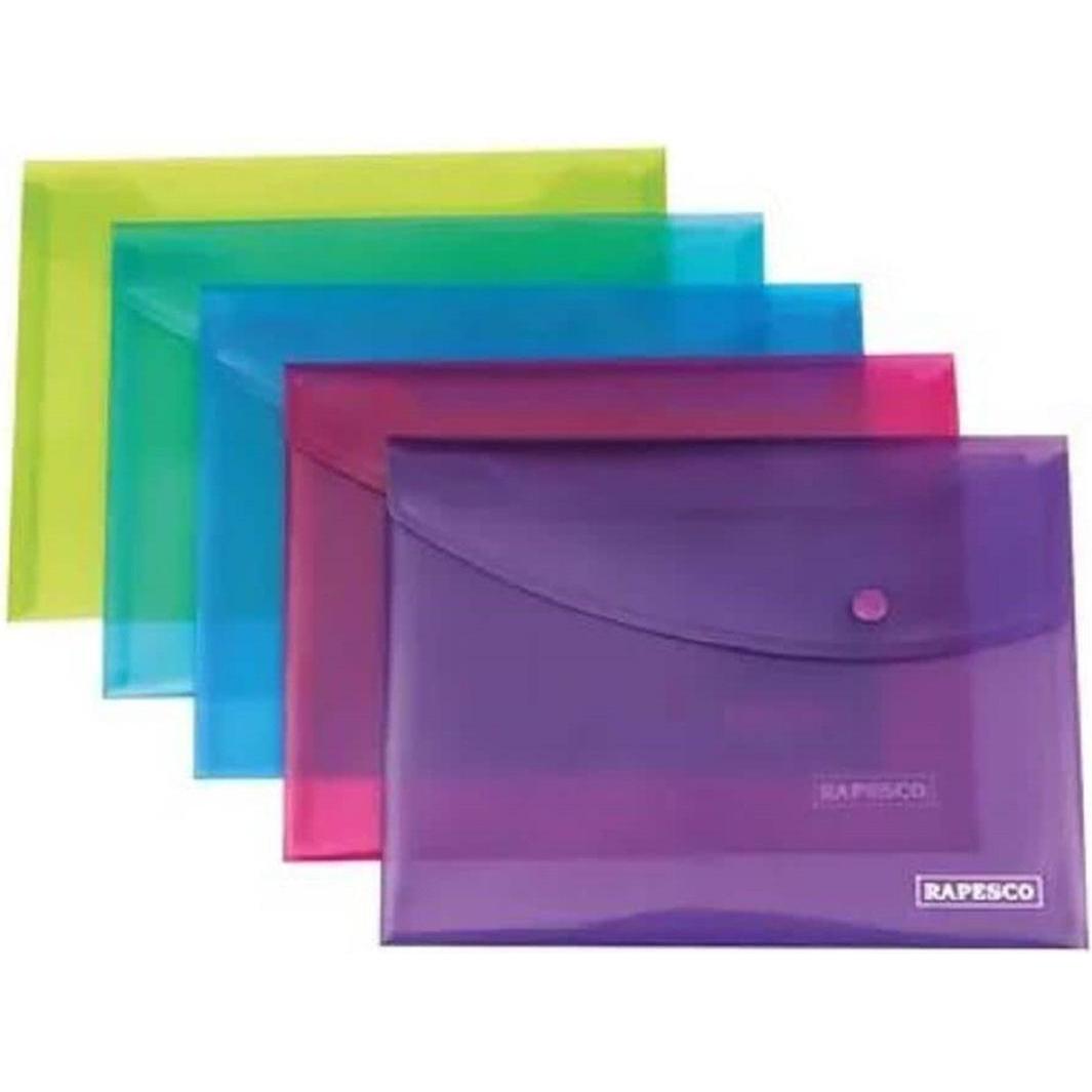 Rapesco, Mappe, 5 Dokumententaschen farbsortiert genarbt (A4+, 5 x)