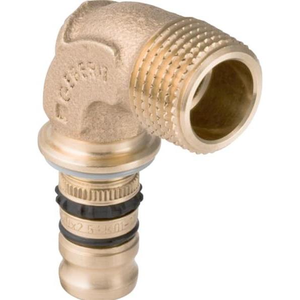 Geberit, Rohrverbindungstechnik, Mepla Pressfitting Bogen 90 Rotguss 32 mm x 1 " AG 604.254.00.5 (Pressverbindung)