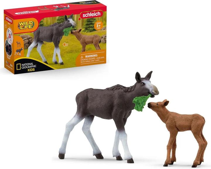 Actual product image Schleich Moose cow with calf (NatGeo)
