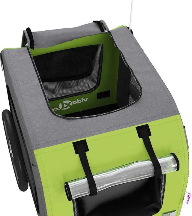 Actual product image vidaXL Bicycle trailer dogs green and grey Oxford fabric and iron