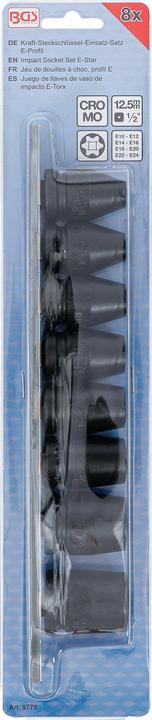 Produktbild BGS Kraft-Steckschlüssel-Einsatz-Satz E-Profil 12,5 mm (1/2") SW E10 - E24 8-tlg. (12.5 mm)