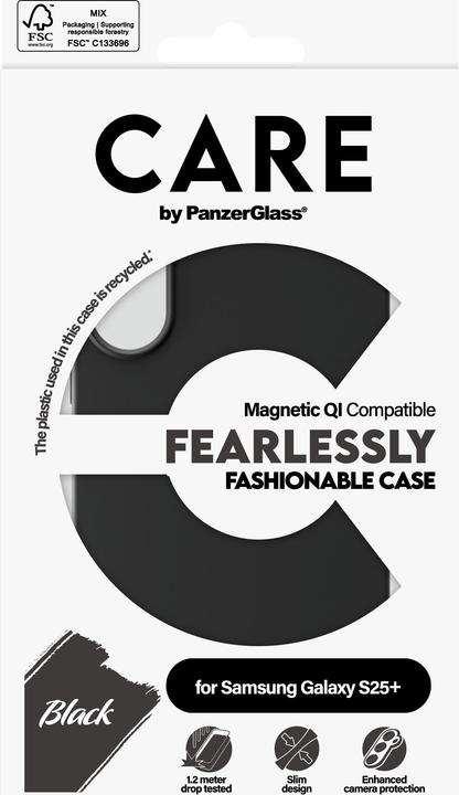 Produktbild PanzerGlass CARE by ® Fashionable Case Schwarz m. Qi Compatible Samsung Galaxy S 2025 Plus, Cover, S (Samsung Galaxy S25+)