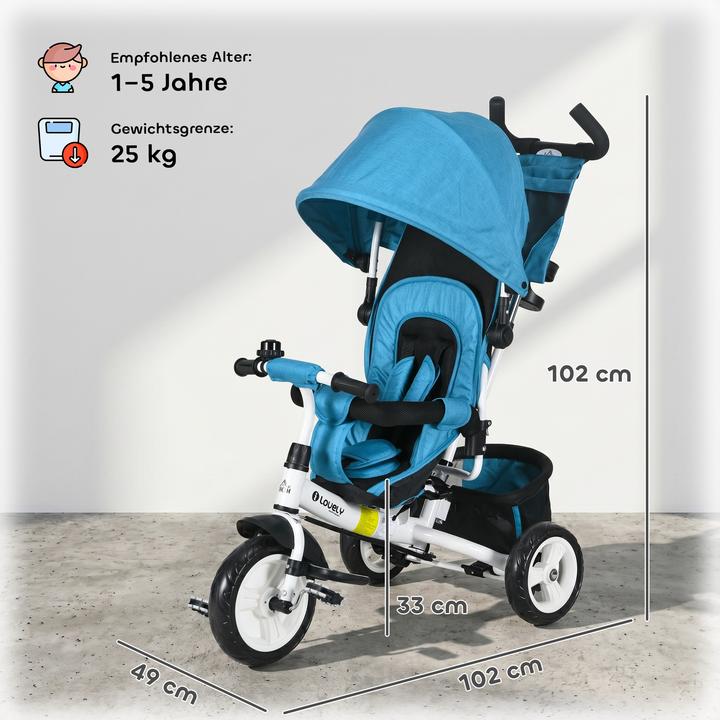 Immagine prodotto Homcom Kinderdreirad Polyester, Metall Hellblau
