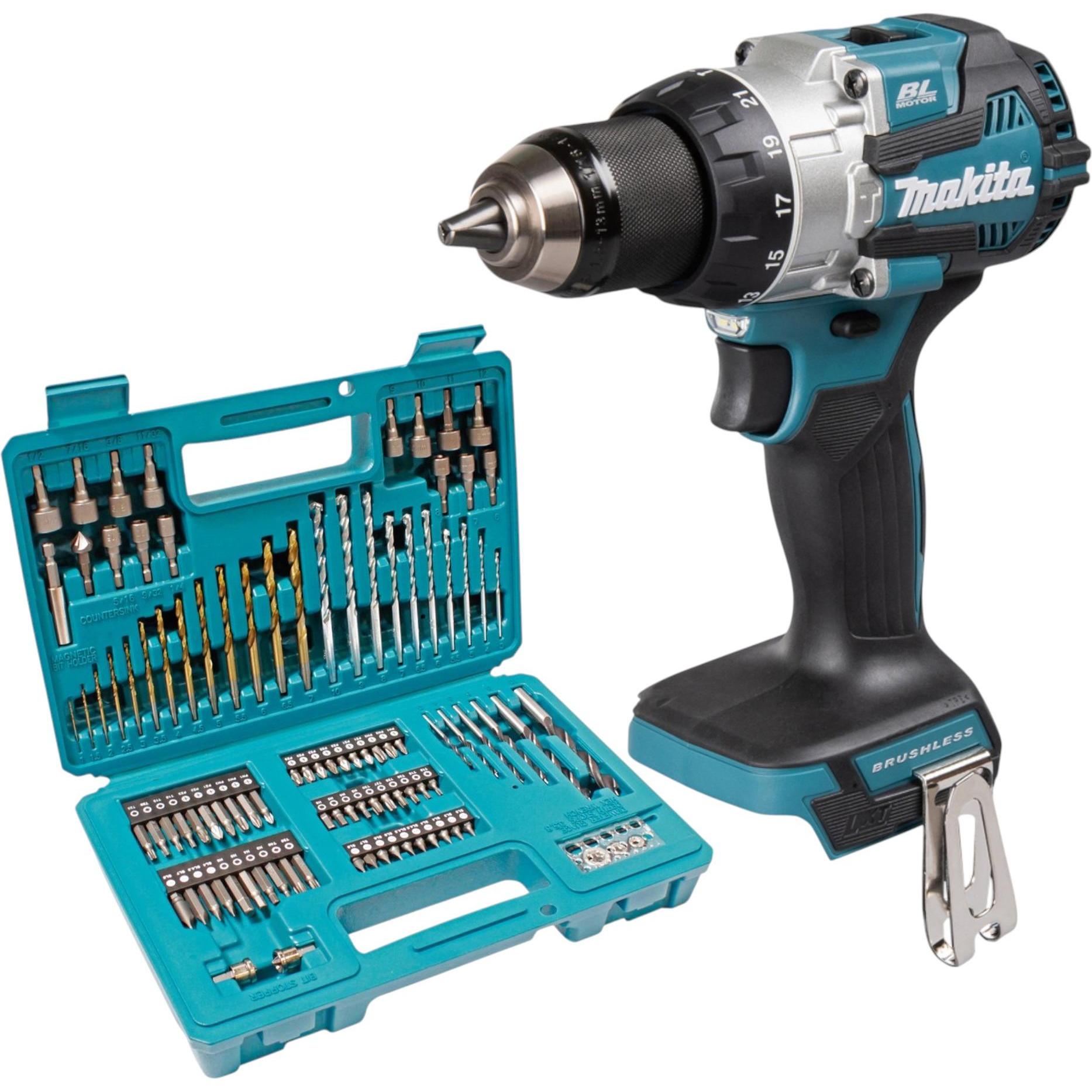 Makita, Trapano + Avvitatore a batteria, DHP 489 Z Akku Schlagbohrschrauber 18 V 73 Nm Brushless + 102 tlg. Bit Bohrer Set - ohne