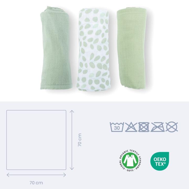 Actual product image Doomoo Mulltücher 3er Pack (70 cm, 70 cm)