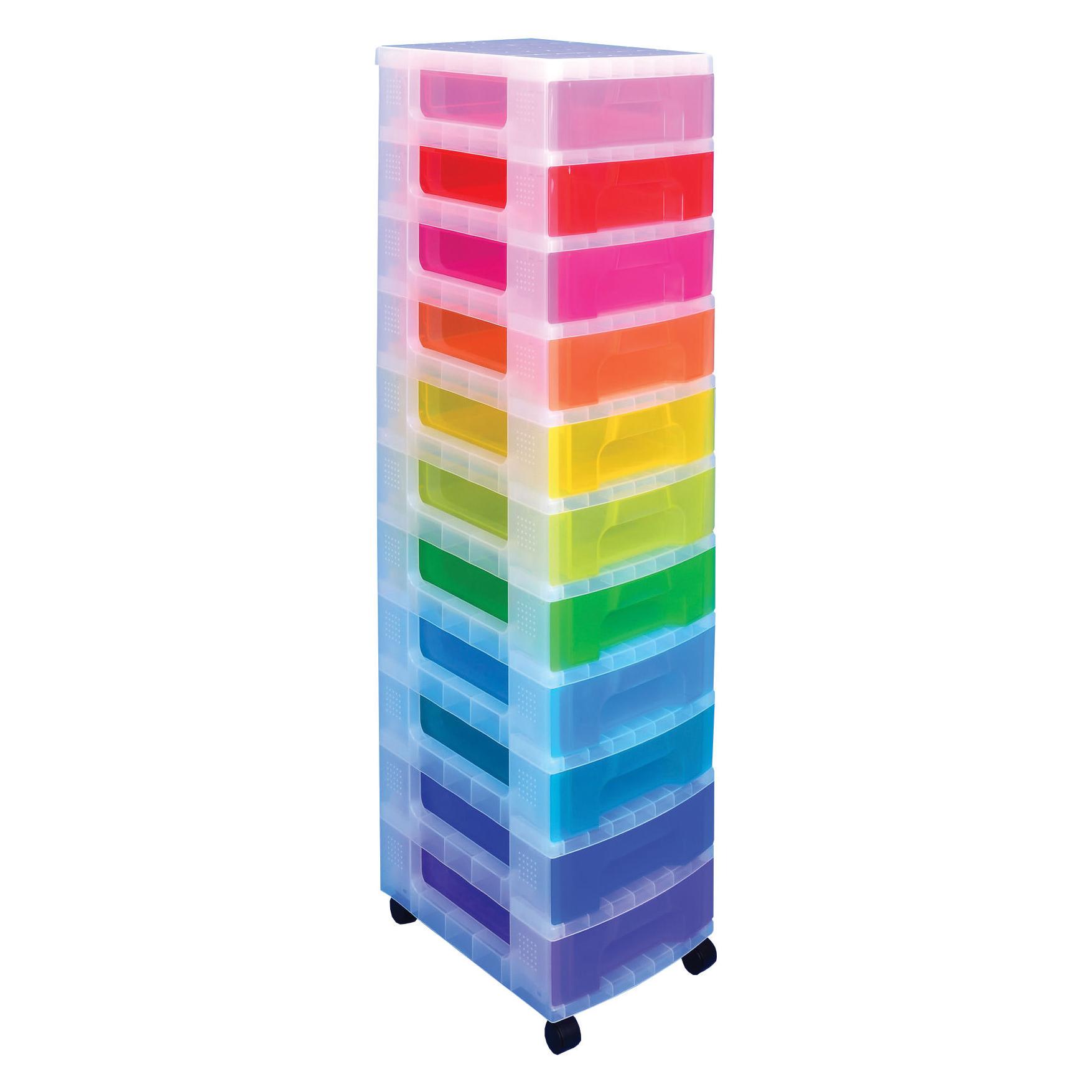 Really Useful Torre Portaoggetti Con 3 Cassetti – 3.5L, 6L E 11.5L, Trasparente, Impiilabile Con Ruote