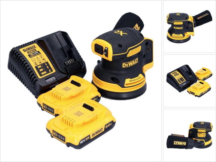 Produktbild DeWalt DCW 210 D2 Akku Exzenterschleifer 18 V 125 mm Brushless + 2x Akku 2,0 Ah + LadegerÃ¤t (Multischleifer)