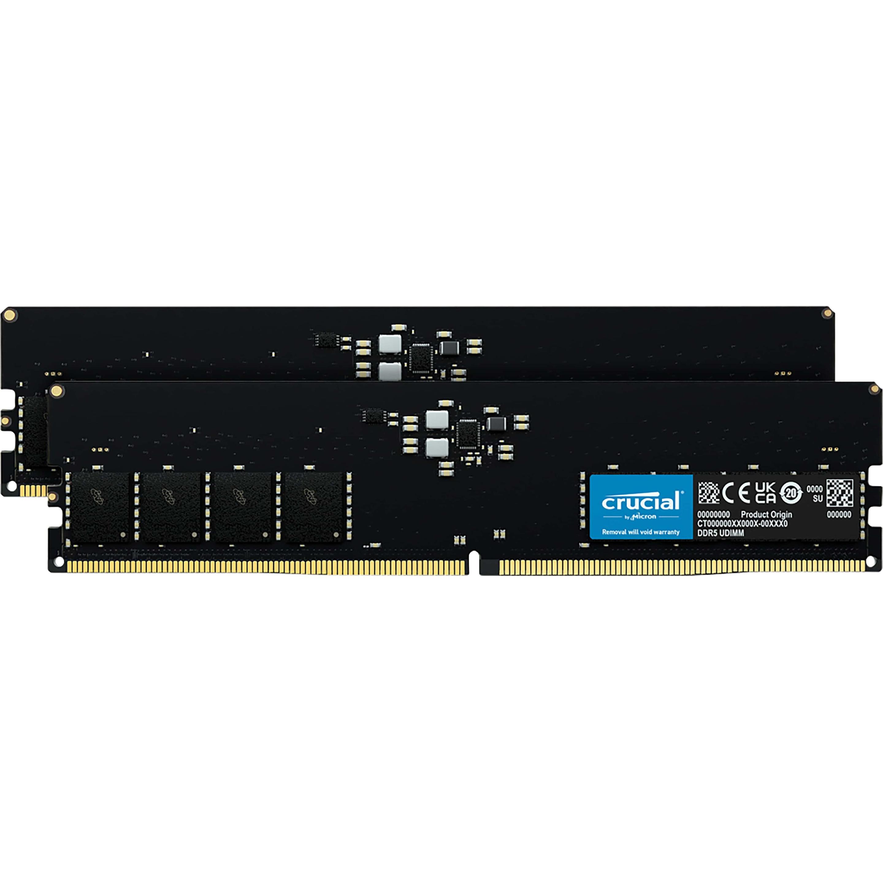 Crucial Memoria desktop (2 x 16GB, 5600 MHz, RAM DDR5, DIMM), Memoria RAM, Nero