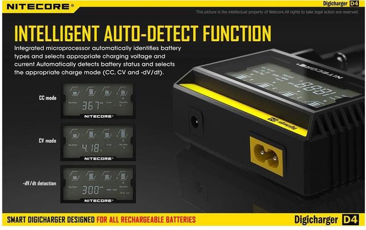 Immagine prodotto Nitecore Digicharger D4EU - Versione UE (1 pz., C, AAA, RCR123A, AA, Caricabatterie senza batteria)