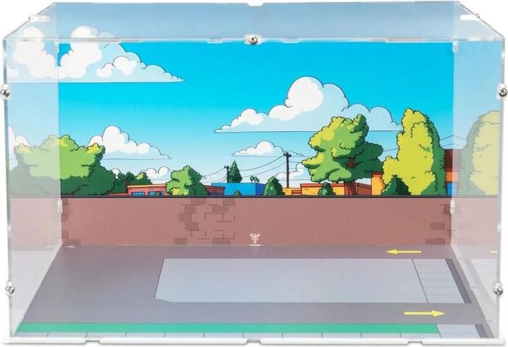 Actual product image iDisplayit Acrylic display for LEGO® 10352 The Simpsons - Krusty Burger (with background image and withe base)