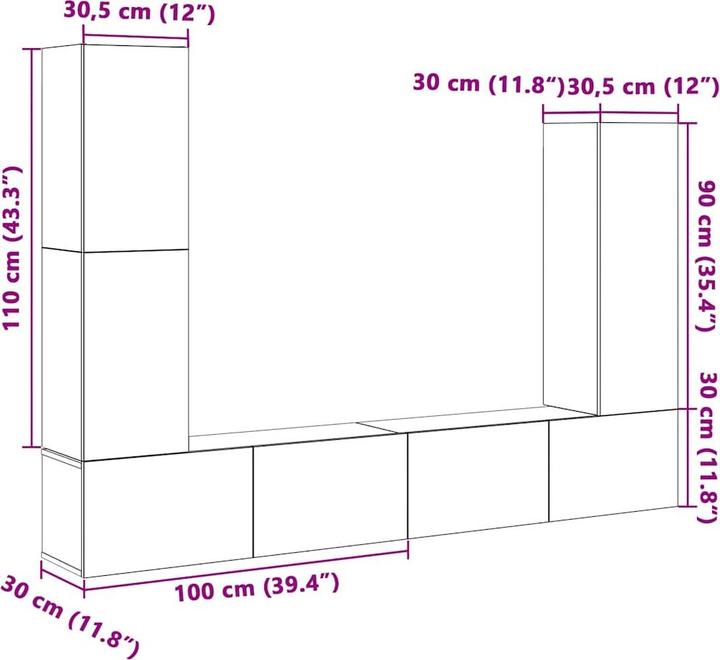 Produktbild vidaXL TV-Schrank-Set (30 x 30 x 110 cm)