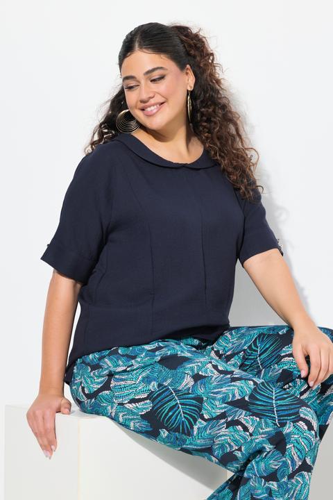 Produktbild Ulla Popken Bluse, Leinenoptik, Oversized, Tellerkragen, Halbarm (46, 48)