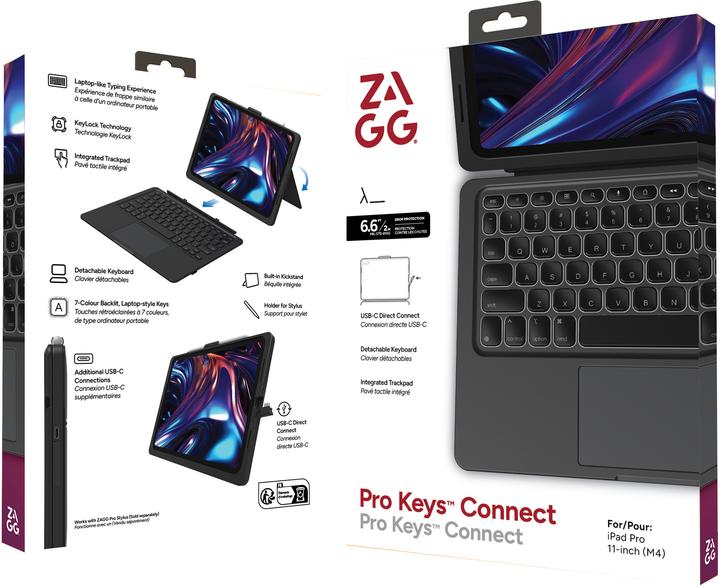Image du produit Zagg PRO KEYS - iPad Tastatur (CH, Apple iPad Pro 11 2024, Apple iPad Pro 11 2025)