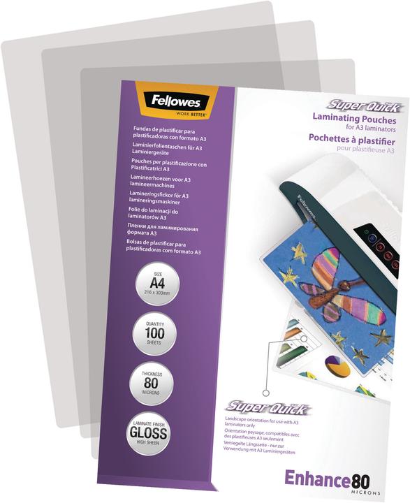 Produktbild Fellowes SuperQuick Enhance 80 (A4, 100 Stück, 80 µm)