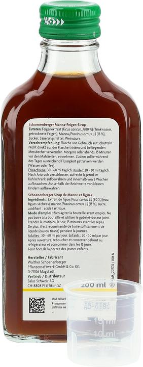 Nährwerte und Zutaten Schönenberger Manna Feigen Sirup