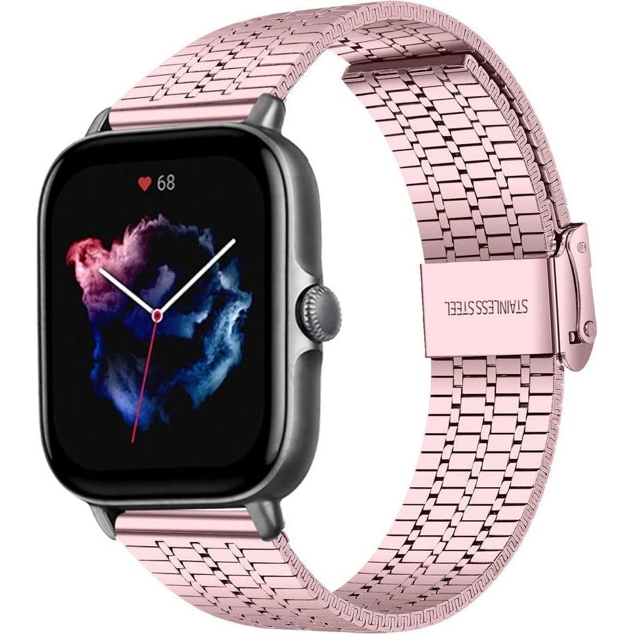 Thumbnail - Strap-it Stahlarmband (20 mm, Edelstahl, Amazfit GTS 3), Uhrenarmband, Rosa