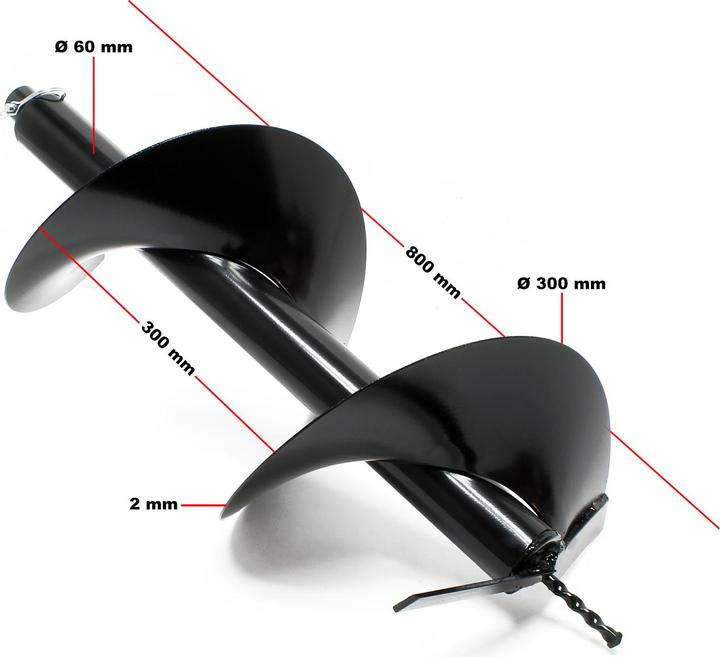 Image du produit Wiltec Vis sans fin de remplacement Pièce de rechange 300mm Perceuse de sol Tarière creuse