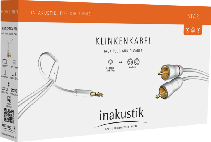 Produktbild Inakustik STAR Stereo-Klinke - 2x RCA (10 m, 3.5mm Klinke (AUX), Cinch)