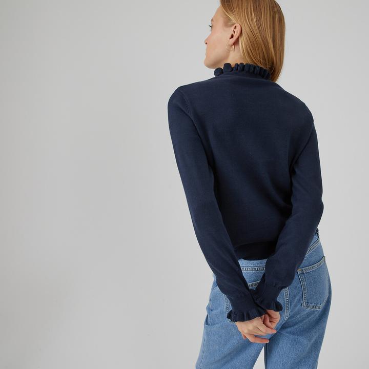 Actual product image La Redoute Collections Jumper with ruffled stand-up collar and long sleeves (L)