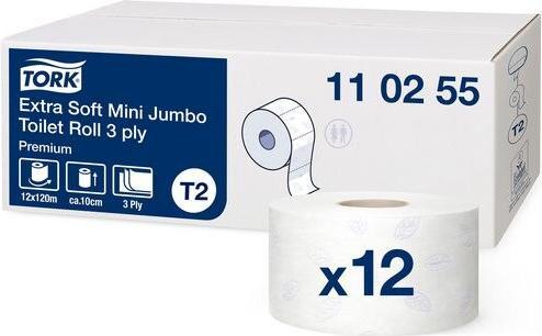 Actual product image Tork Toilet paper Mini Jumbo 3-ply paper white 600 sheets/rl. 12 Rl./Pack. (12 x)
