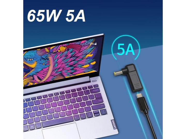 Actual product image PowerGuard USB-C to Lenovo Square Notebook PD Charger Adapter 65W 20V (10.5 x 4.2mm) (65 W)