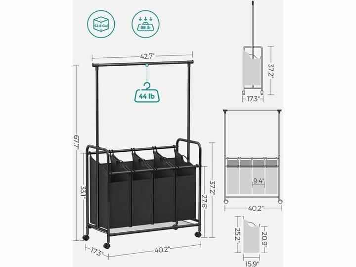 Produktbild Songmics Wäschekorb 50 l, Schwarz (50 l)