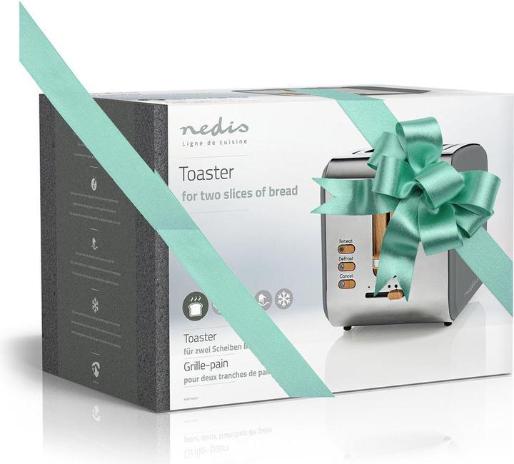 Actual product image Nedis Toaster Soft Touch Series 2 slots Browning levels: 6 Defrost function Grey