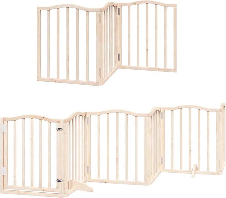 Produktbild vidaXL Hundetor mit Tür Faltbar Absperrgitter Hunde Schutzgitter 9-tlg. Holz (50 cm)