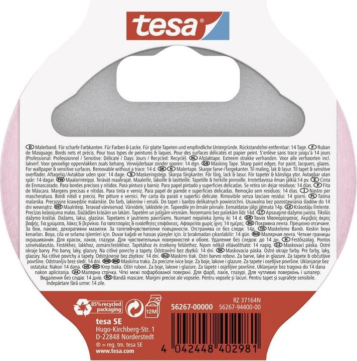 Produktbild tesa 2x Malerkrepp SENSITIVE, Malerband für empfindliche Oberflächen, Zweierpack (25 mm)