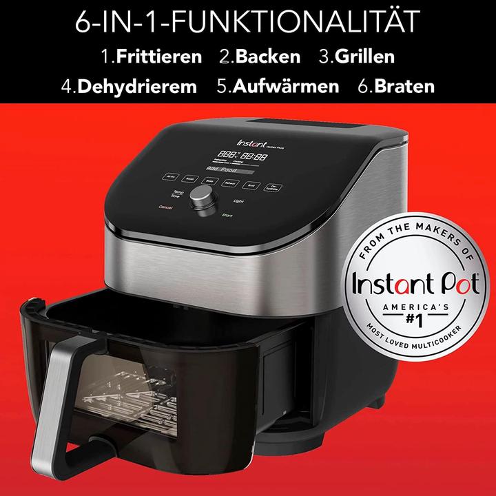 Actual product image Instant Pot Vortex Plus ClearCook OdourErase RVS 5.7 litre (6 Qt) 6-in-1 airfryer frituren roosteren grillen bak