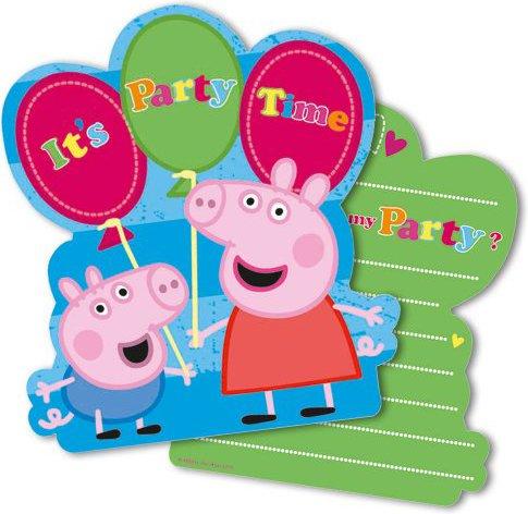 Party Peppa Pig - 6 Biglietti Invito Festa Compleanno