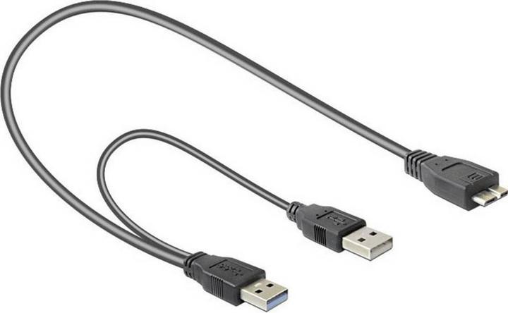 Actual product image Delock Cable USB 3.0 Y 1x USB 3.0 micro-B St+ USB 2.0-A St 20cm (0.60 m, USB 3.0, 4.50 W)