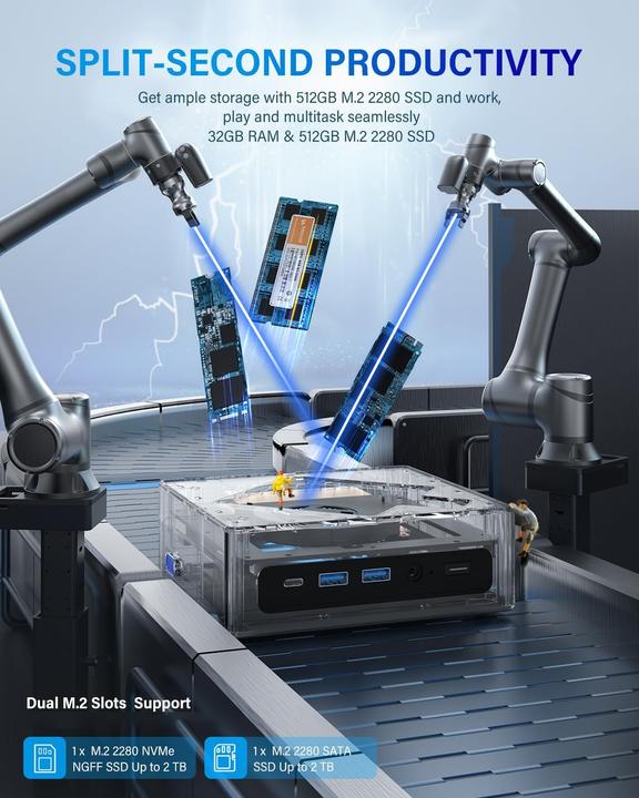 Image du produit NiPoGi Mini PC mit Intel Core i5-12450H (512 Go, 32 Go, Intel Core i5-12450H)