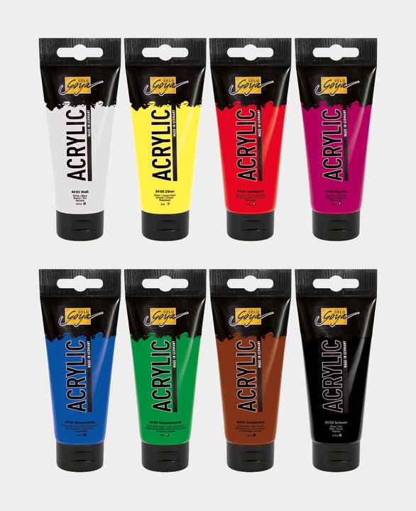 Actual product image Kreul Acrylic tubes (White, Lemon, Magenta, Ultramarine blue, Dark brown, vermilion, Permanent green, Black, 160 ml)
