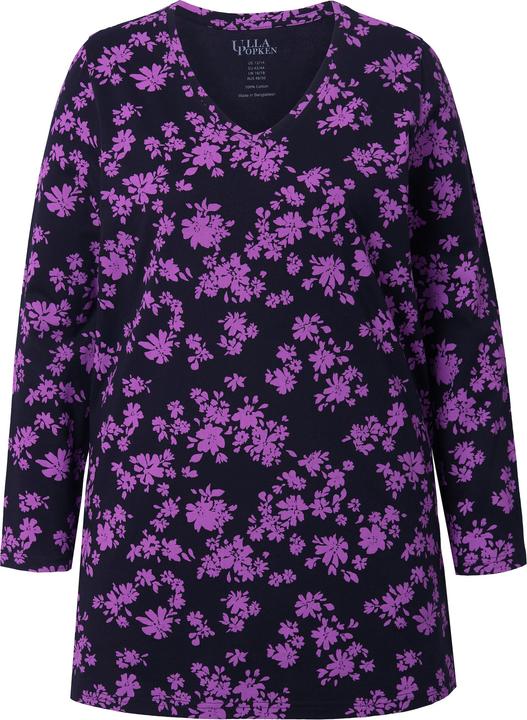 Immagine prodotto Ulla Popken Maglia dal taglio lungo e svasato con fiori, scollo a V e maniche lunghe (46, 48)