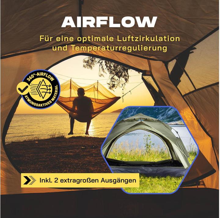 Produktbild Where Tomorrow Pop-Up-Zelt Drei Personen - Grün, Anzahl Personen: 3 (Wurfzelt, 3.50 kg, 3 Personen)