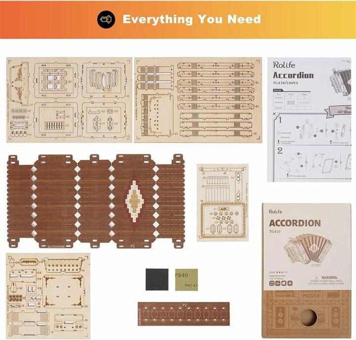 Voedingswaarden en ingrediënten Rolife TG410 - Accordeon (156 onderdelen)