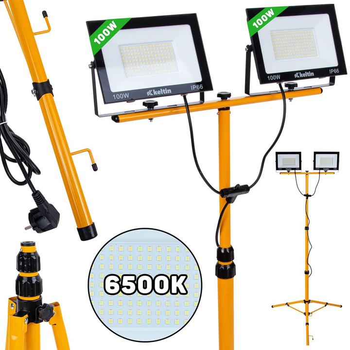 Produktbild Keltin LED Strahler 2x100W mit Stativ, Fluter 230V, 6500K
