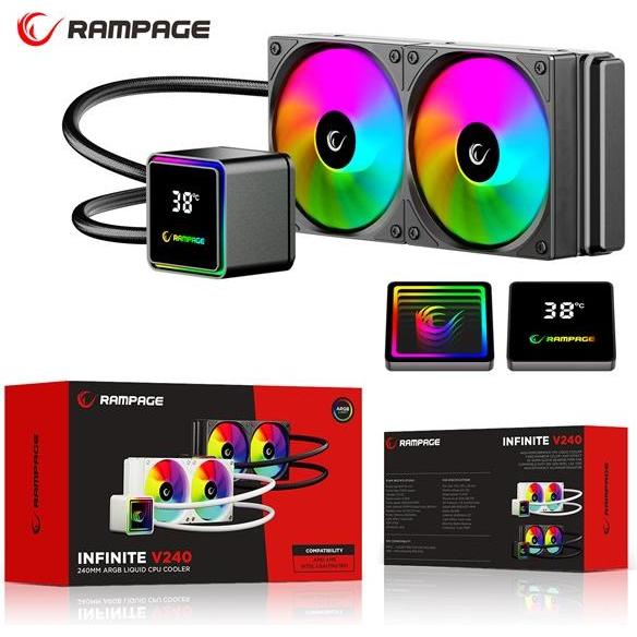 Rampage Chłodzenie wodne INFINITE V240 Czarne, Raffreddamento ad acqua CPU, Nero