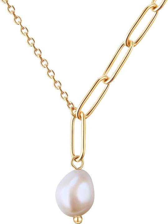 Image du produit Valero Pearls Femme Acier inoxydable Perle d'eau douce or jaune 40,0 cm Chaîne de base + 5,0 cm Extension - 24329 (Acier inoxydable, 40 - 45 cm)