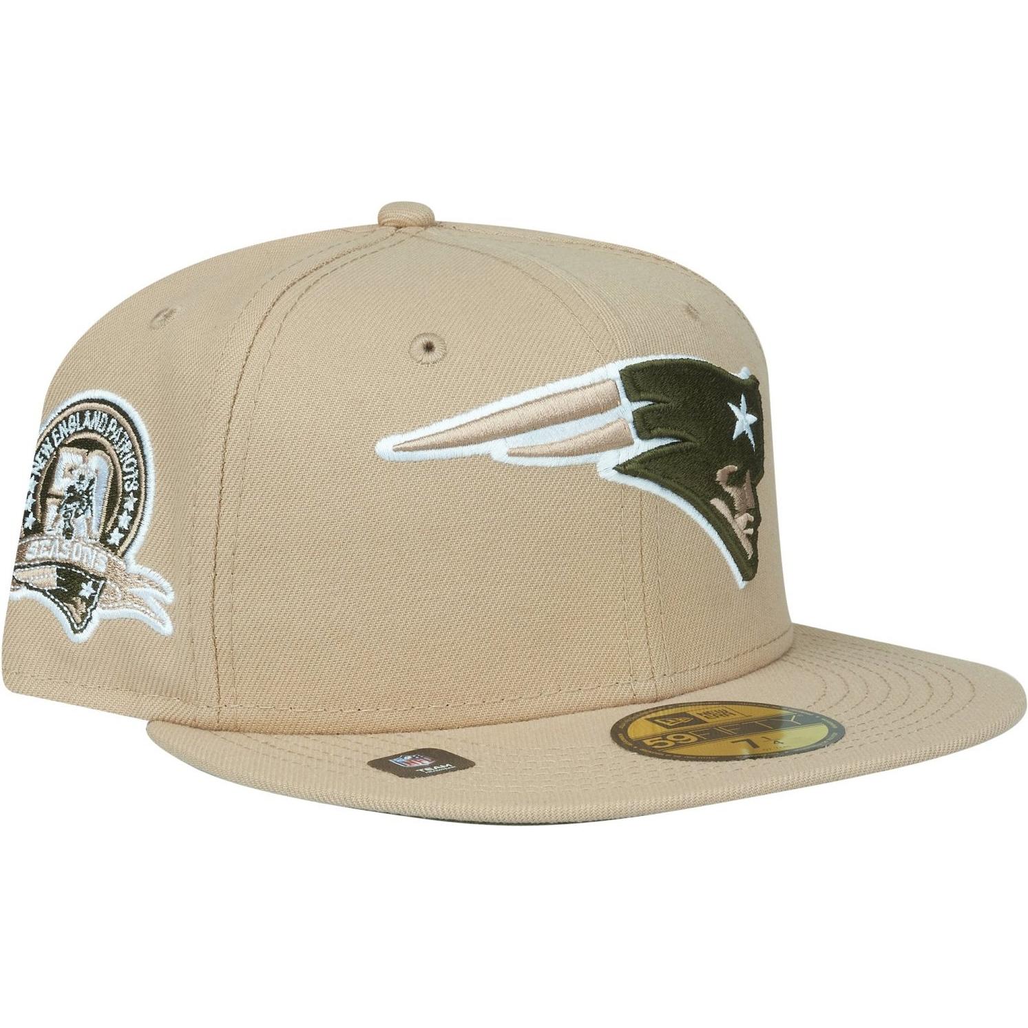 New Era, Herren, Cap, 59Fifty Cap ANNIVERSARY New England Patriots - 7 3/8, Beige, (7 3/8)